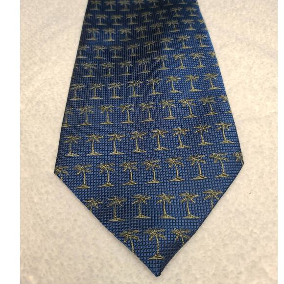 Tommy Bahama Off Island blue palm tree silk tie - 57.5" - Picture 2 of 6